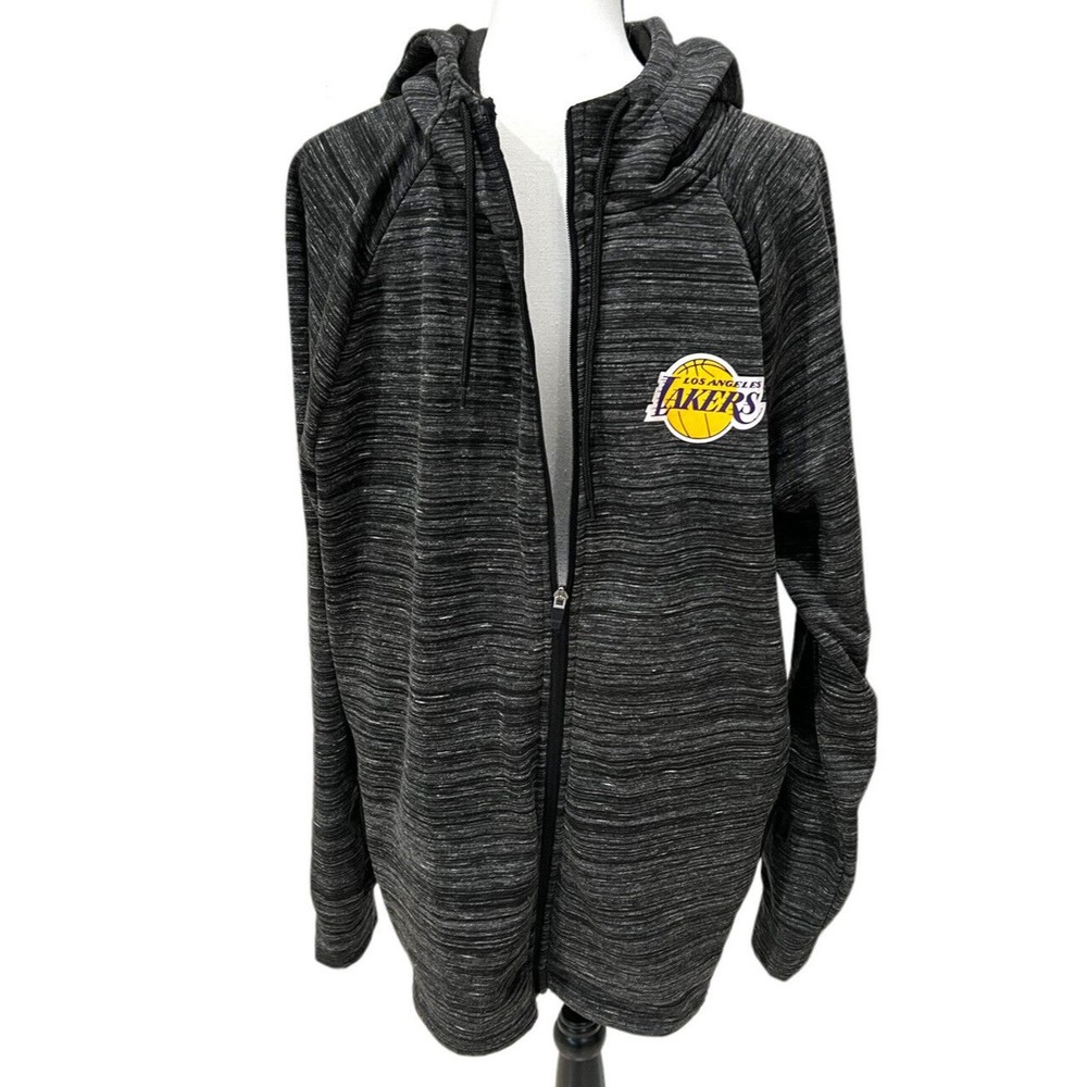 NBA Los Angeles Lakers Basketball Zip Up Hoodie Jacket Men's XL Grey